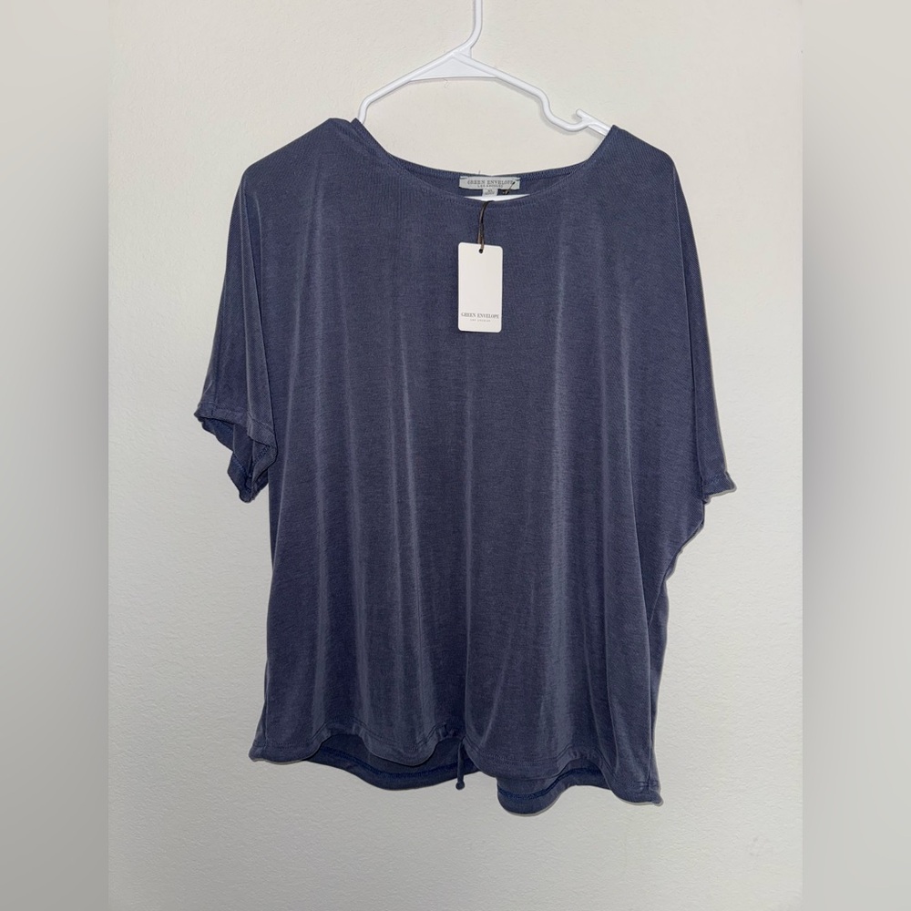 Green Envelope Modal Ribbed T-Shirt Blue